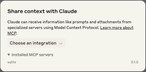 Sqlite MCP Share with Claude