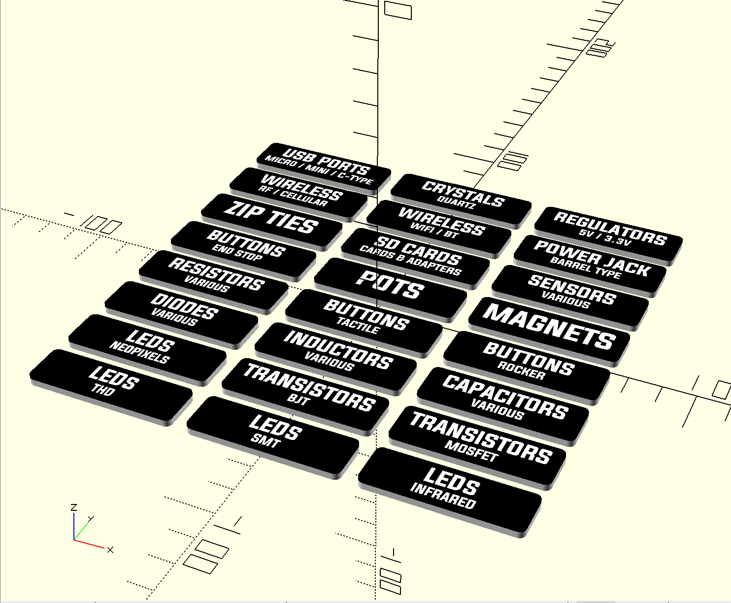 8×3 Grid Render in OpenSCAD with the 3rd Part