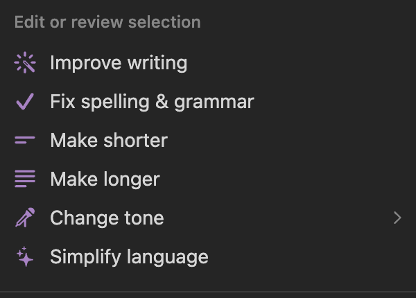 Notion AI > Edit or review selection