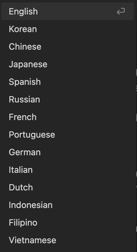 Notion AI > Translate Settings